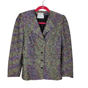 Roberto‎ Made in Italy Satoria Rainbow Tweed Blazer Womens Small Office Casual
